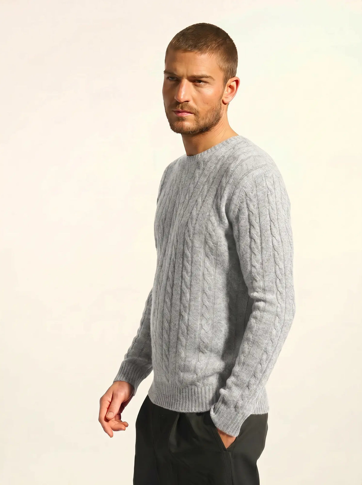 DARRI Sweater Crew Neck 4 Ply Heather Cloud