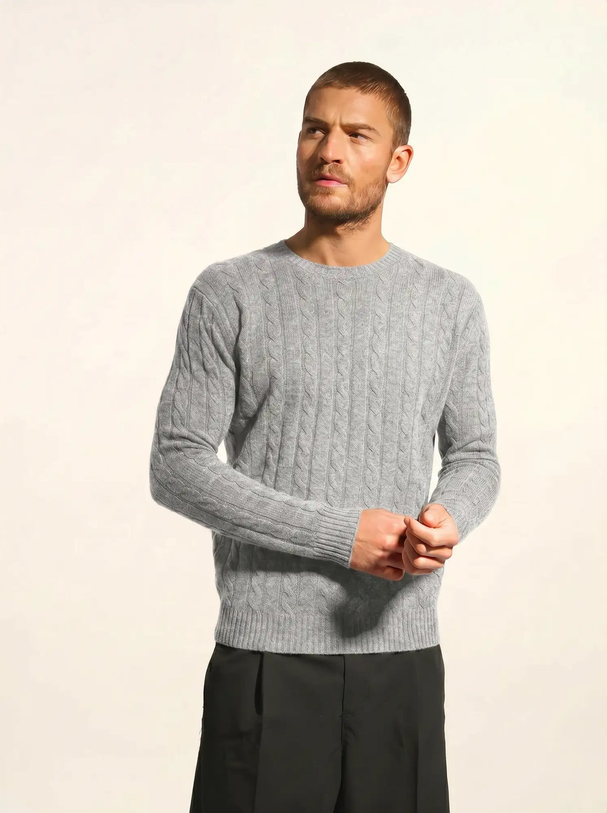 DARRI Sweater Crew Neck 4 Ply Heather Cloud