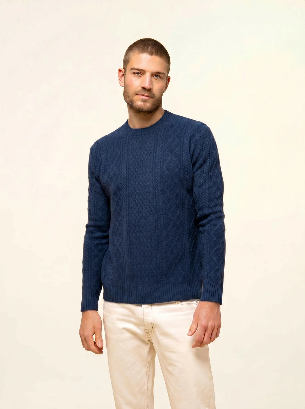 THURID Pullover Rundhalsausschnitt 4-fädig Ozeanblau meliert