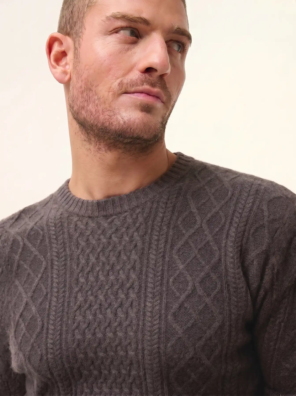 THURID pull col rond 4 fils taupe chiné