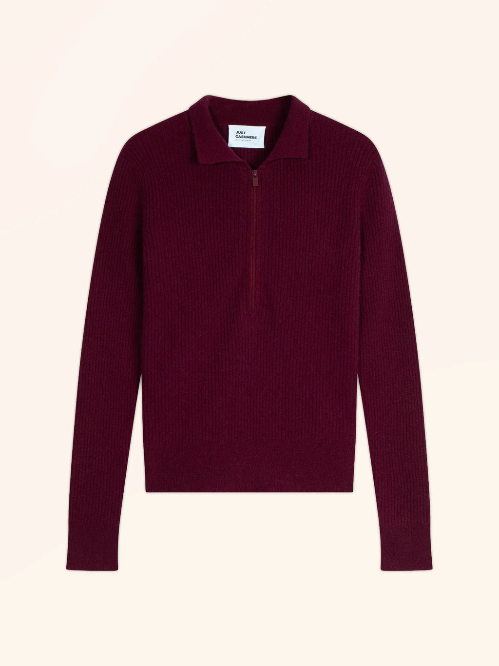 KRISTJAN Polo Col Zippé Manches Longues Bordeaux