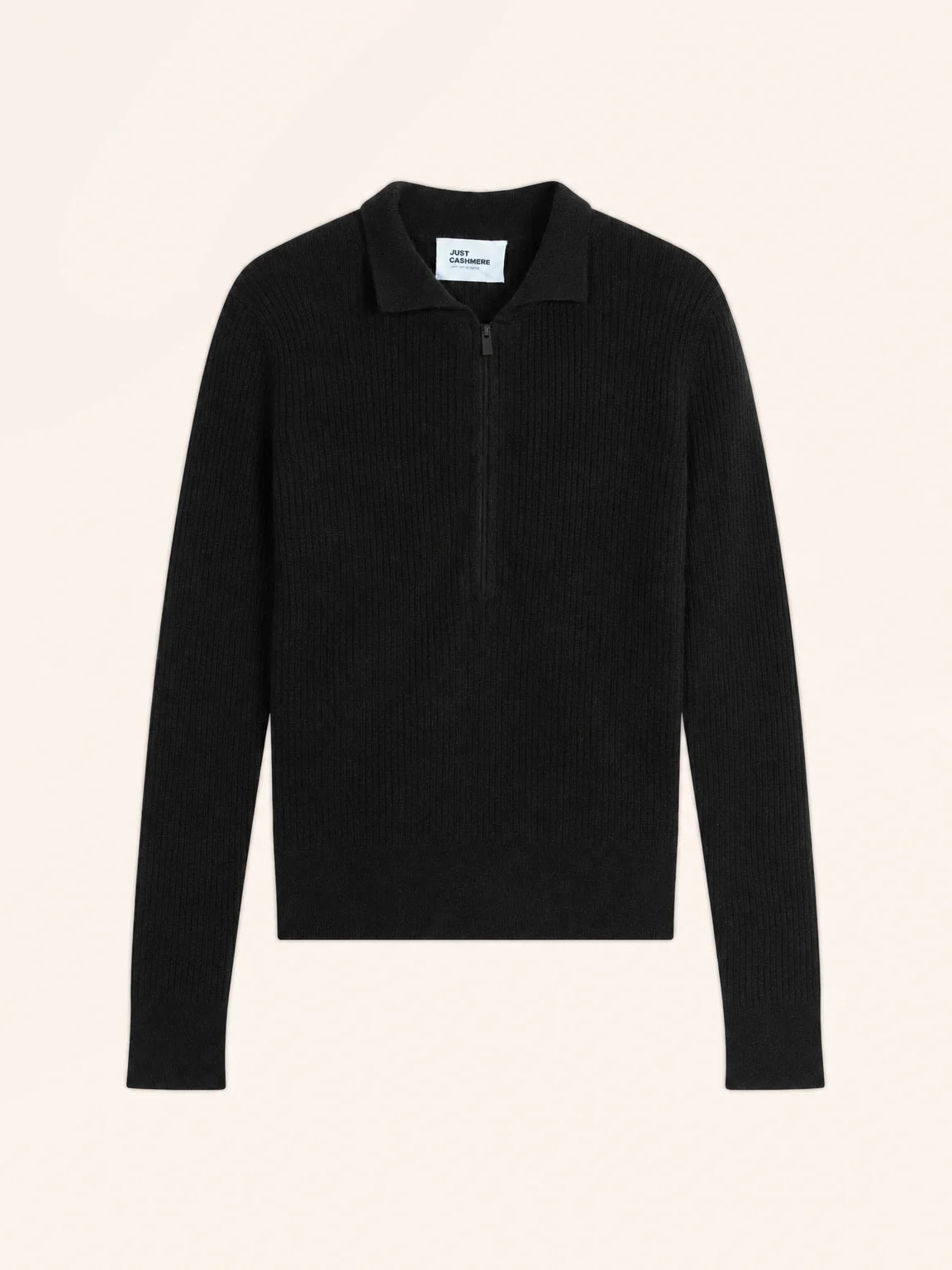 KRISTJAN Polo Col Zippé Manches Longues Noir
