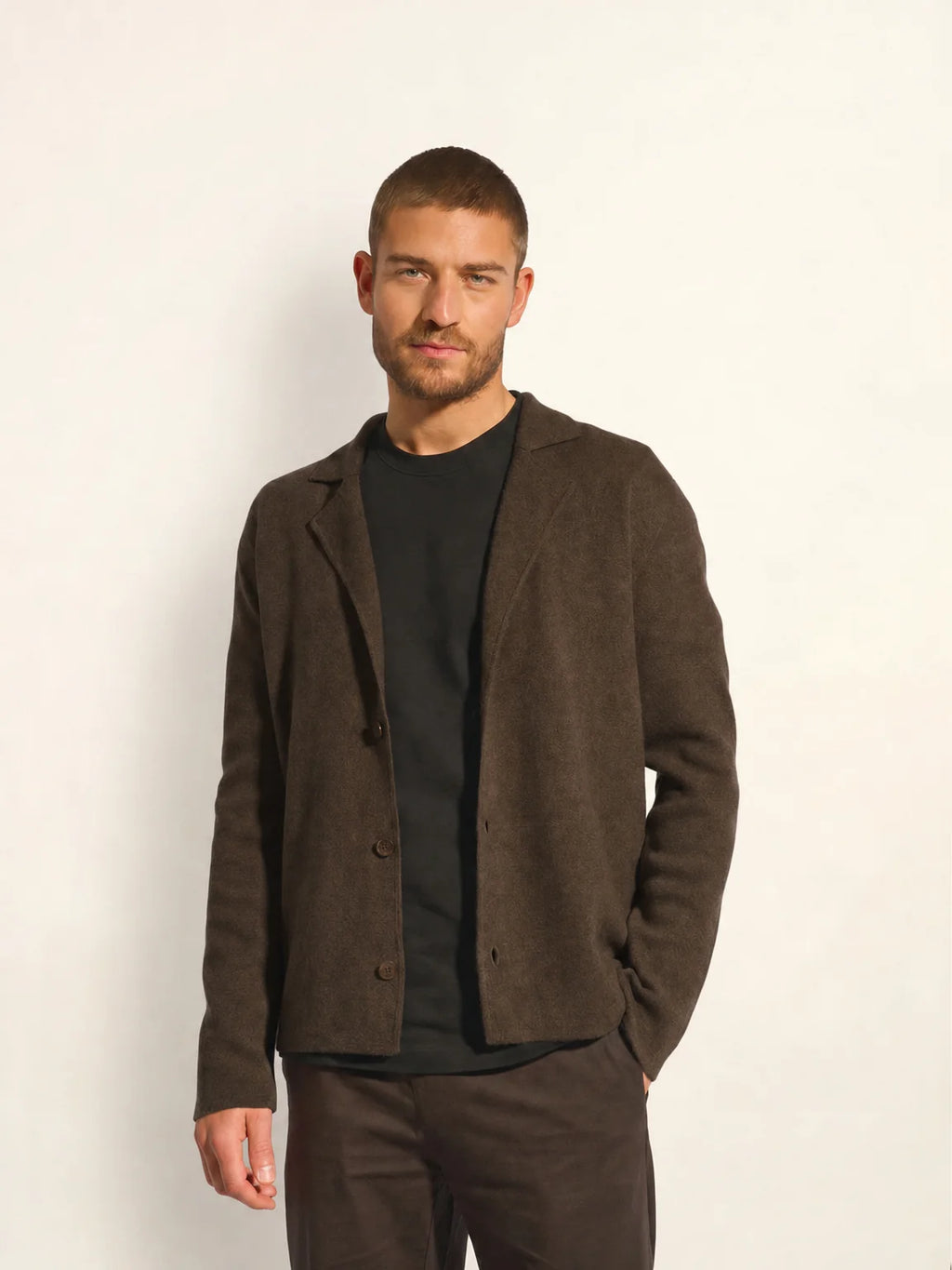 ALVAR veste boutonnée col tailleur choco