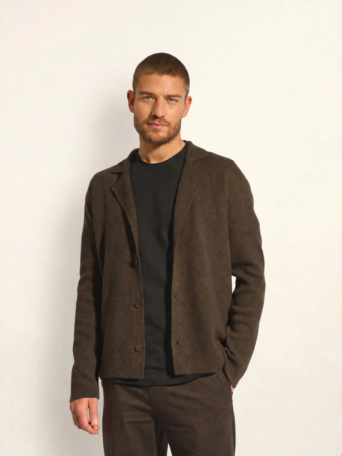 ALVAR veste boutonnée col tailleur choco