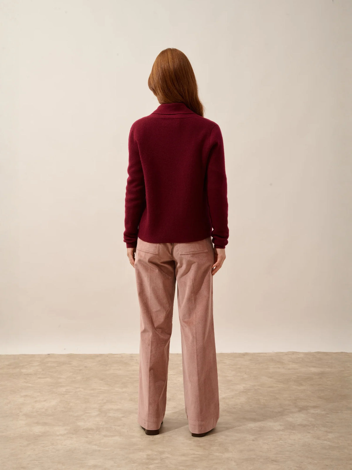 MILA Veste Boutonnée Col Châle Bordeaux