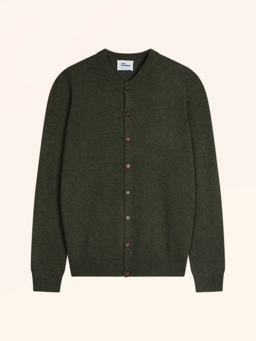 ANAIS Strickjacke Rundhalsausschnitt Khaki meliert