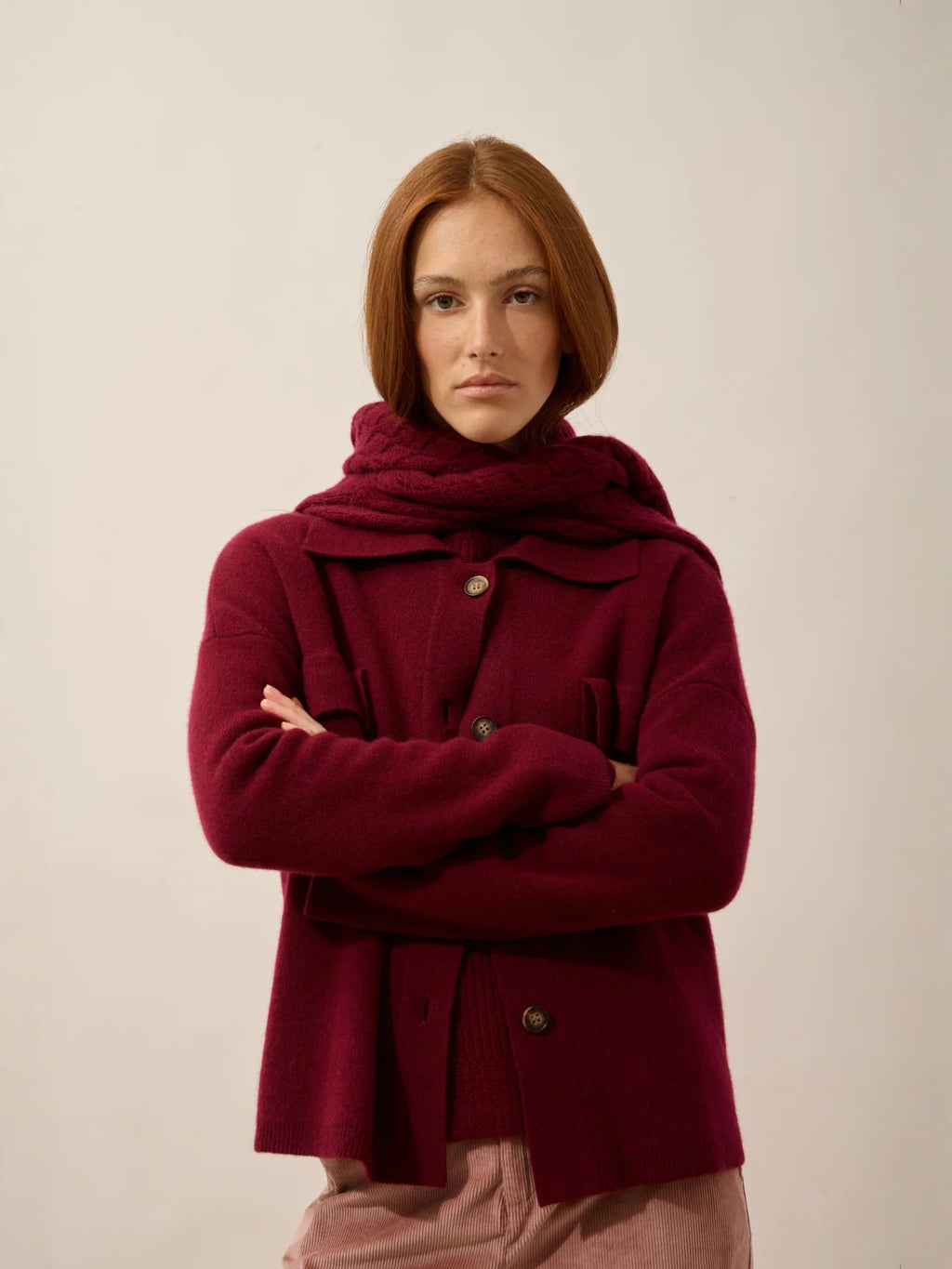HEKLA Veste Boutonnée Col Chemise Bordeaux
