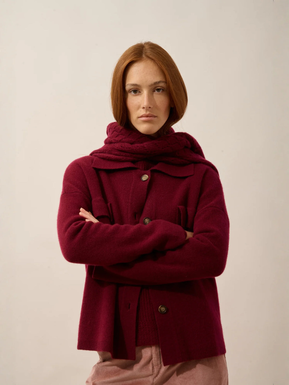 HEKLA Veste Boutonnée Col Chemise Bordeaux