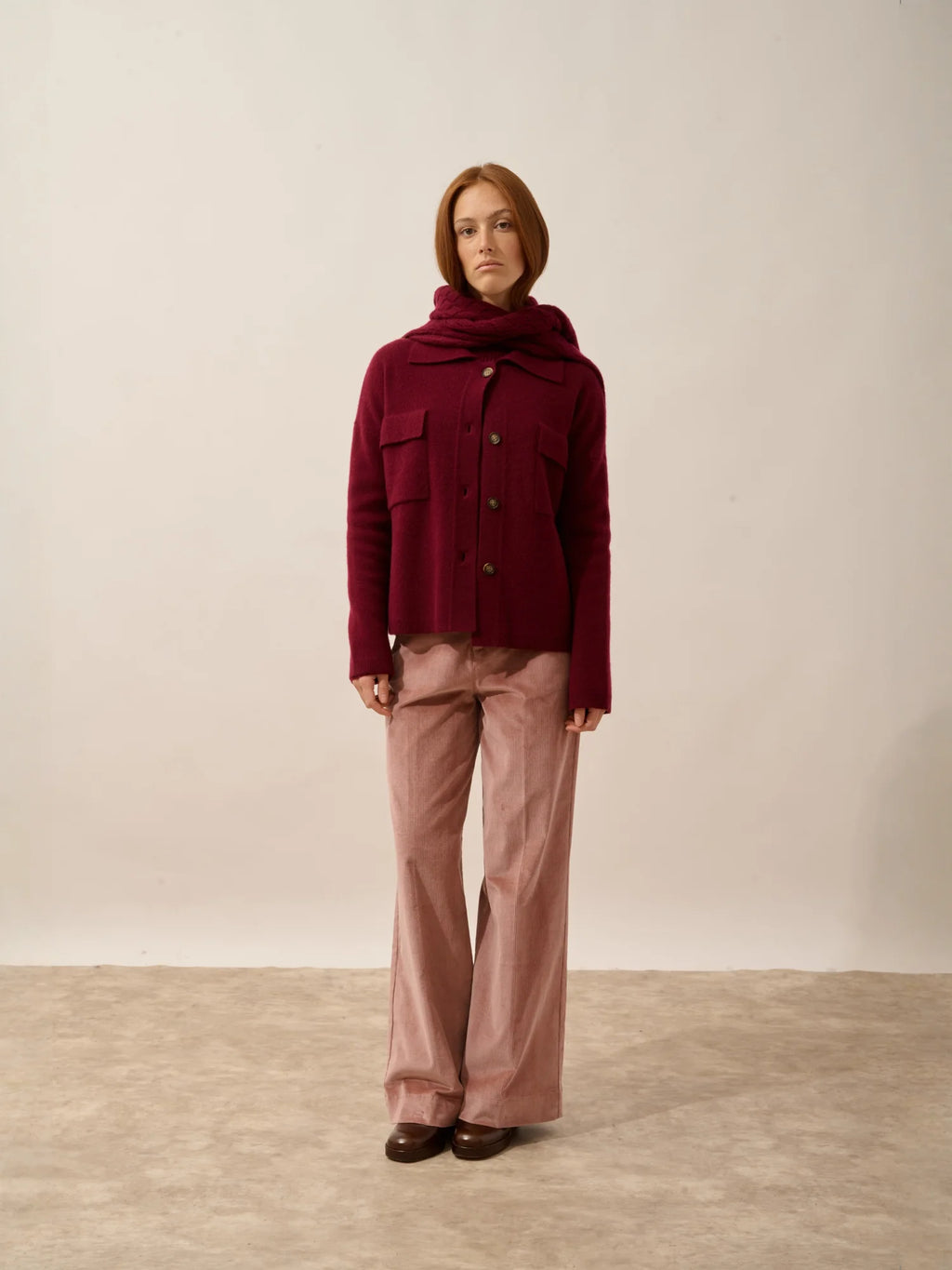 HEKLA Veste Boutonnée Col Chemise Bordeaux