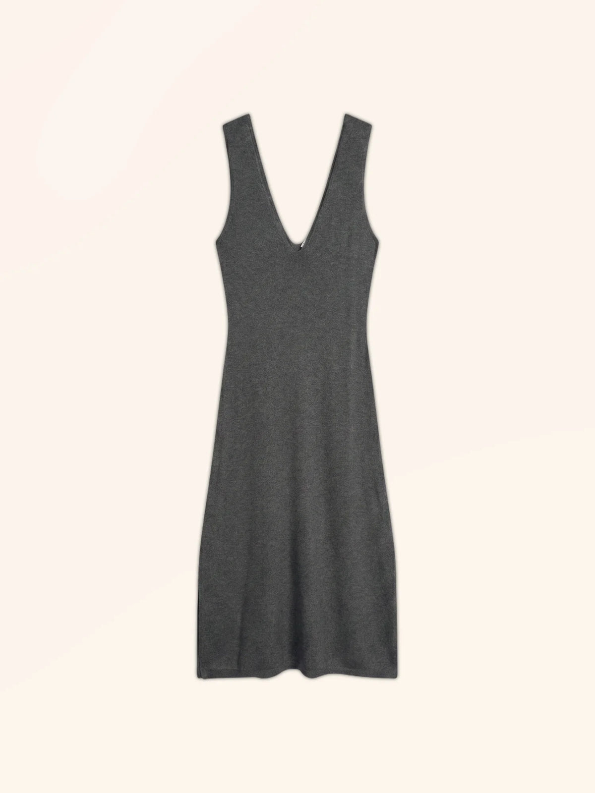 TESSA Robe Col V Devant et Dos sans Manches Anthracite Chiné