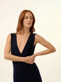 TESSA Dress V-Neck Front and Back Sleeveless Navy