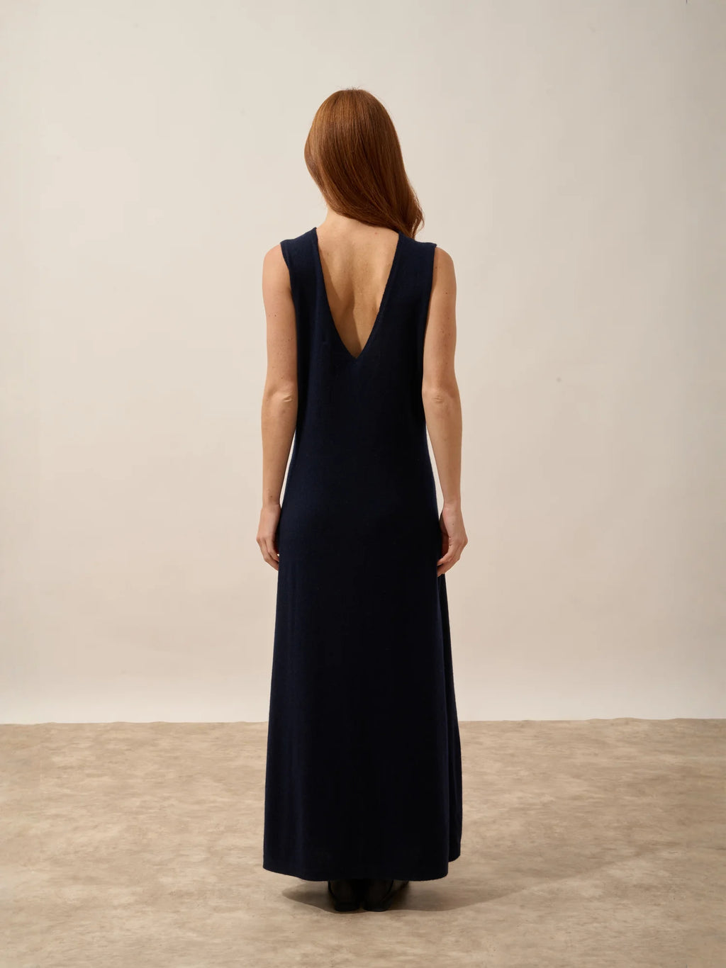 TESSA Dress V-Neck Front and Back Sleeveless Navy