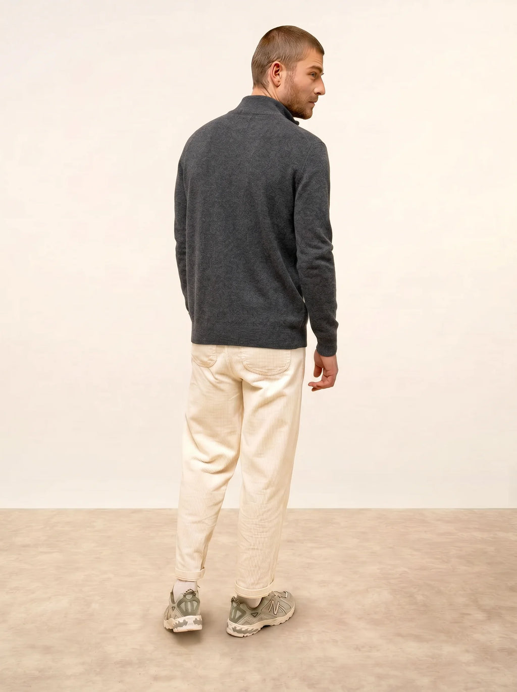 NOAH pull col polo ouvert anthracite chiné
