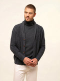 GARMA Veste Boutonnée Col Châle 6 Fils Anthracite Chiné