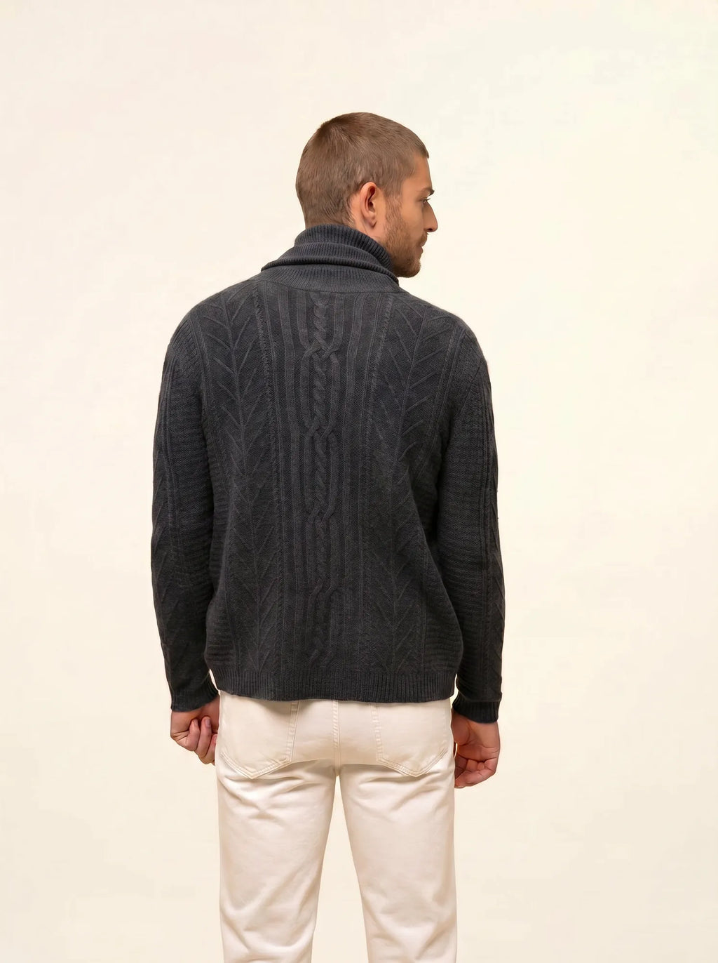 GARMA Veste Boutonnée Col Châle 6 Fils Anthracite Chiné