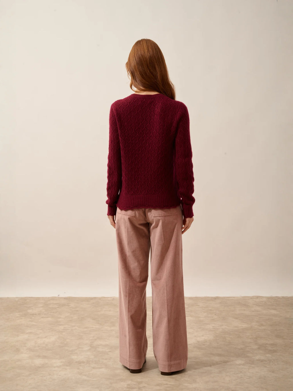 NADIA Sweater Crew Neck 8 Ply Burgundy