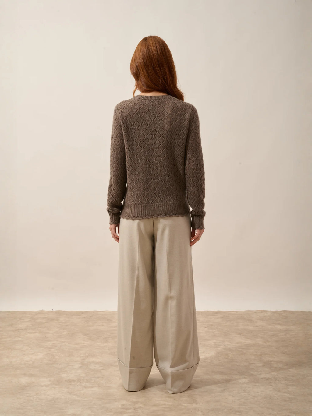 NADIA Sweater Crew Neck 8 Ply Heather Taupe