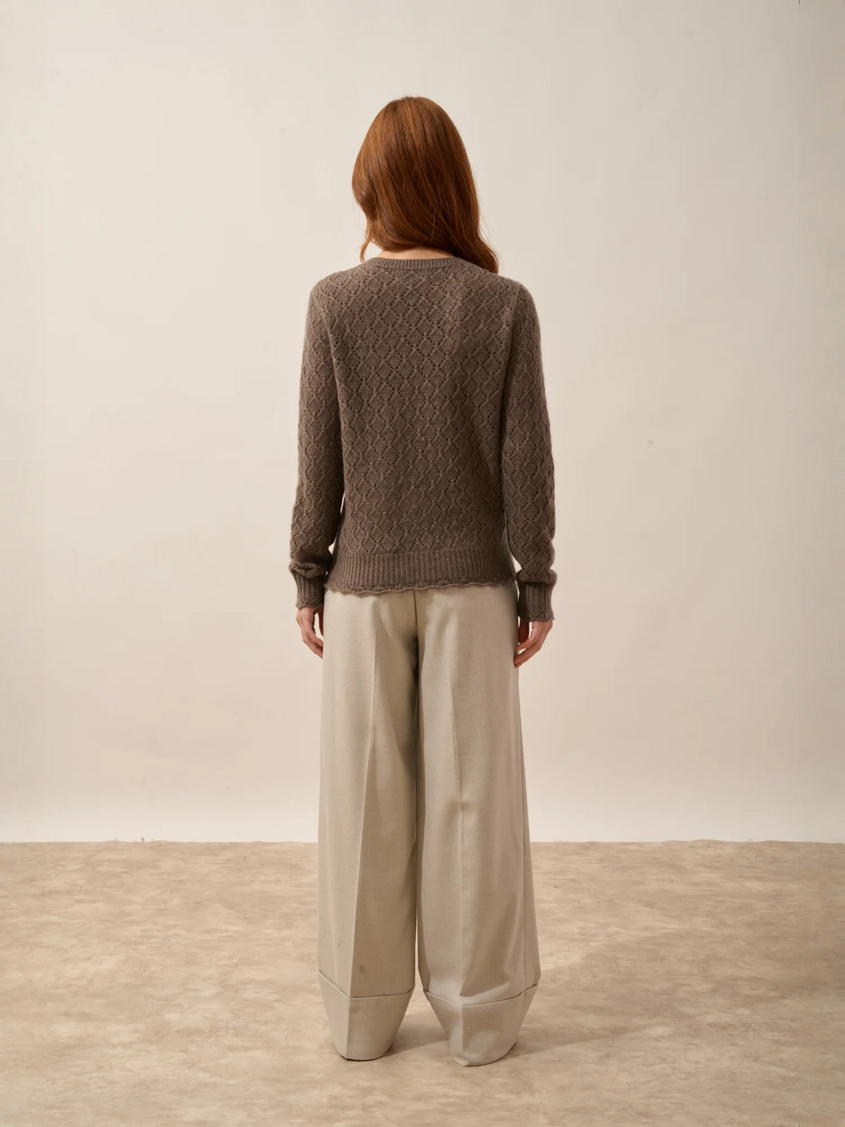 NADIA Sweater Crew Neck 8 Ply Heather Taupe