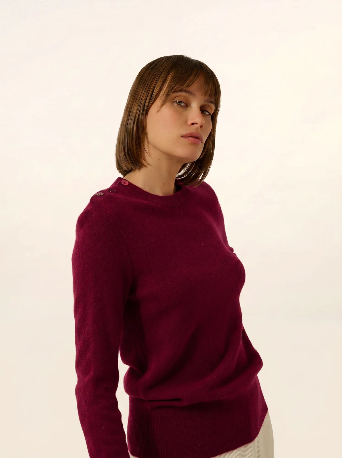 JEANNE Pull Col Rond Marin Bordeaux
