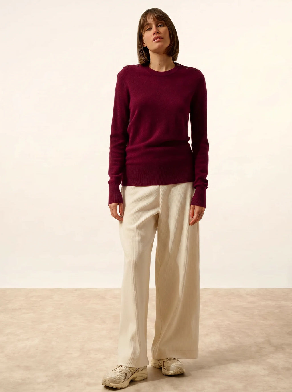 JEANNE Pull Col Rond Marin Bordeaux