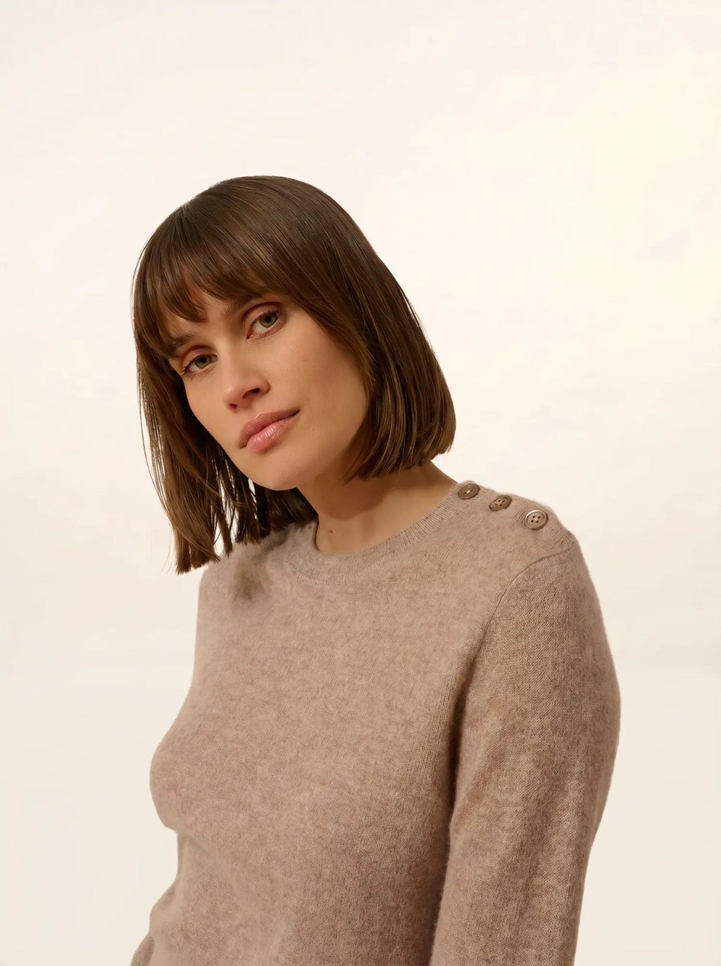 JEANNE Sweater Crew Neck Sailor Light Heather Taupe