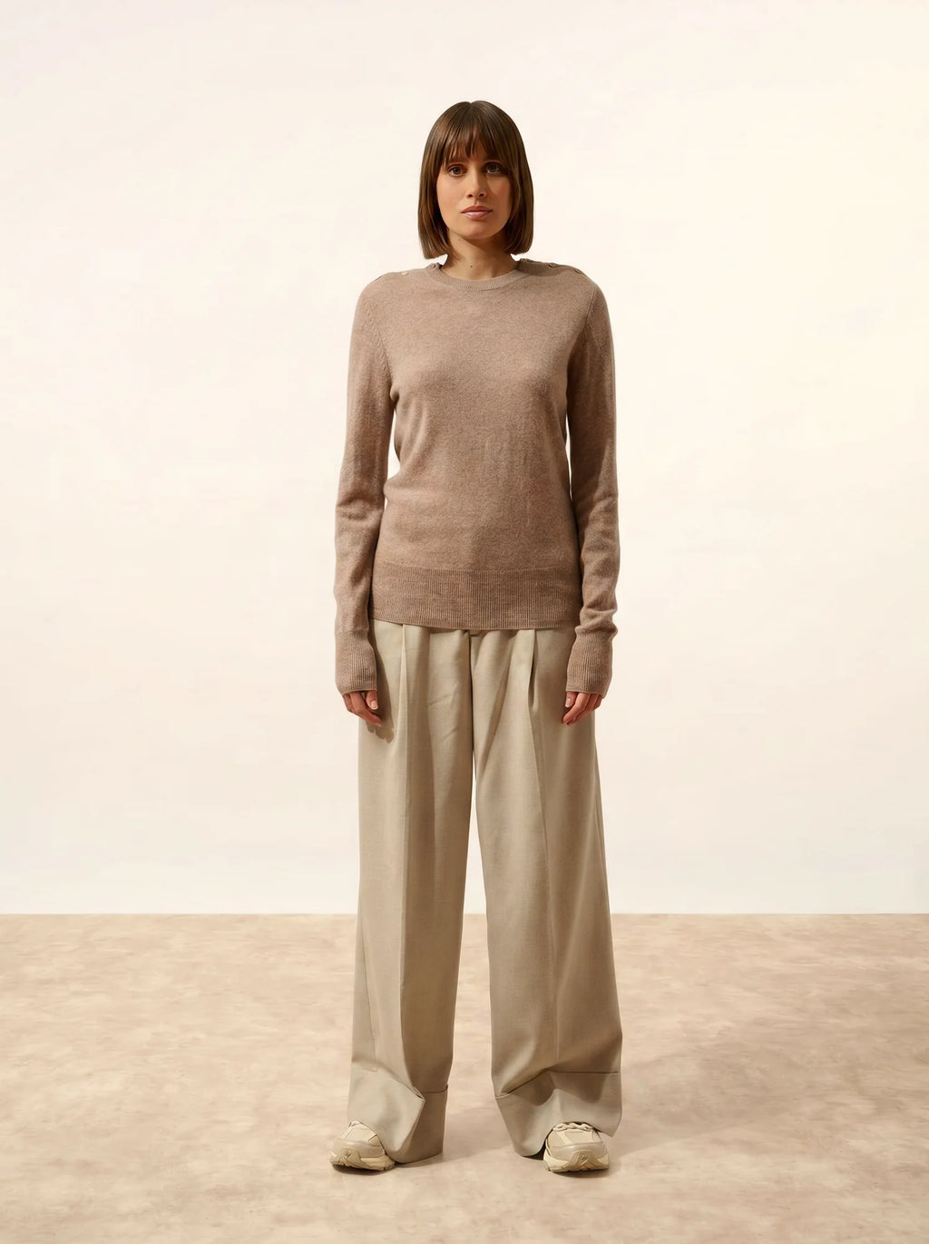 JEANNE Sweater Crew Neck Sailor Light Heather Taupe