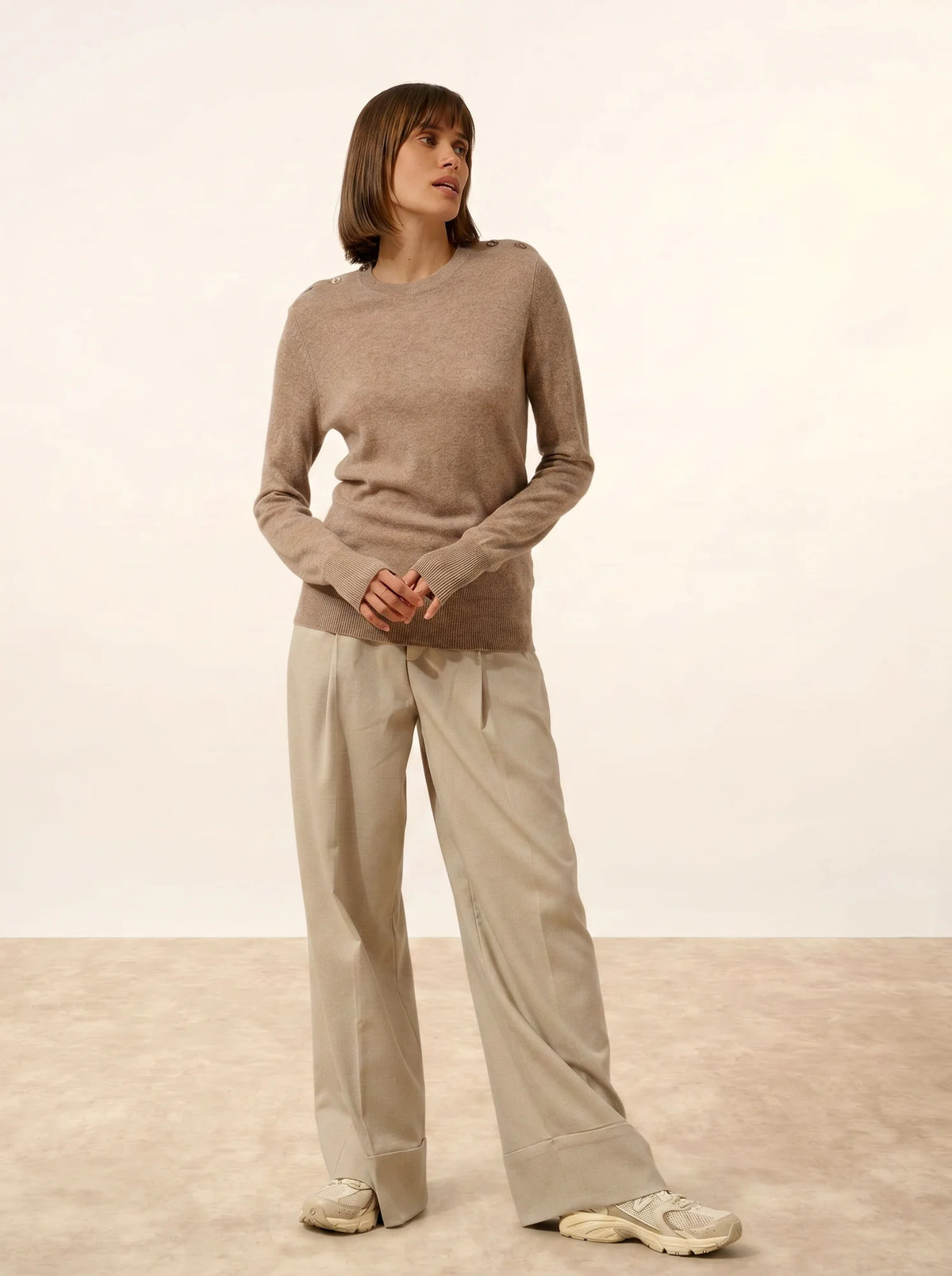 JEANNE Sweater Crew Neck Sailor Light Heather Taupe