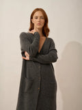 DACHE Cardigan Long Col V Anthracite Chiné