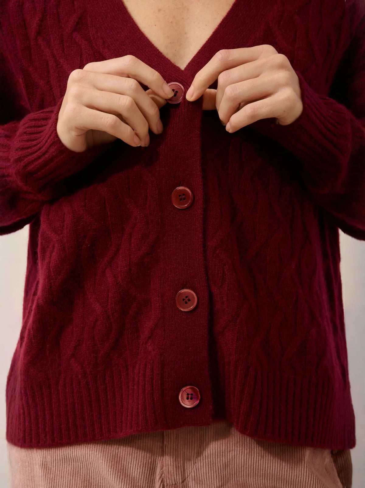 SYSTA Cardigan Col V 4 Fils Bordeaux