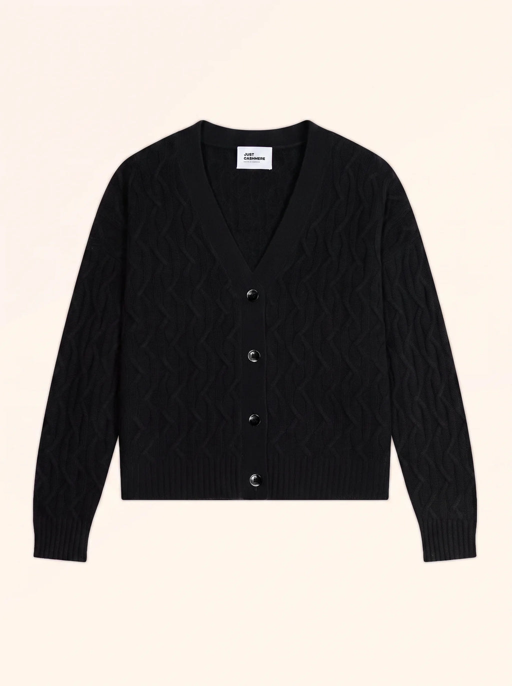 SYSTA Strickjacke V-Ausschnitt 4-fädig Schwarz
