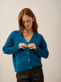 SYSTA Cardigan Col V 4 Fils Paon