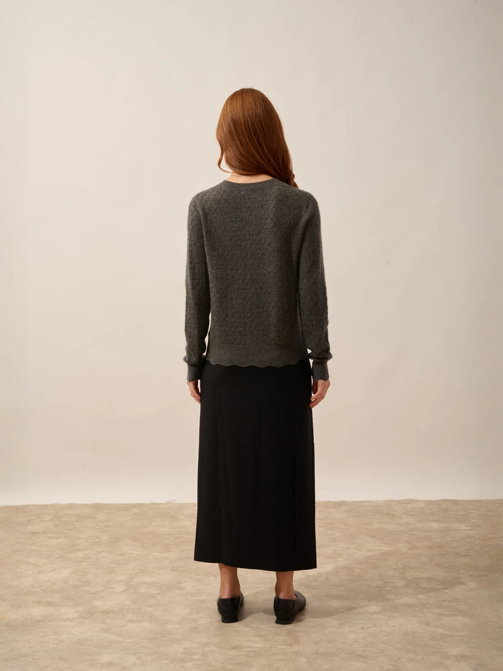 CIMBA Cardigan Col Rond Anthracite Chiné