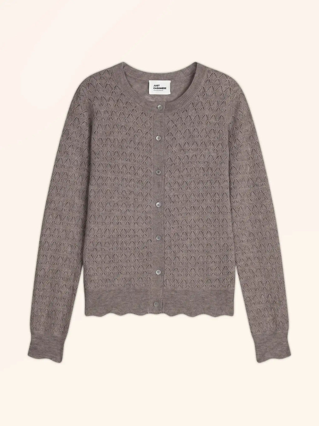 CIMBA Cardigan Col Rond Taupe Chiné