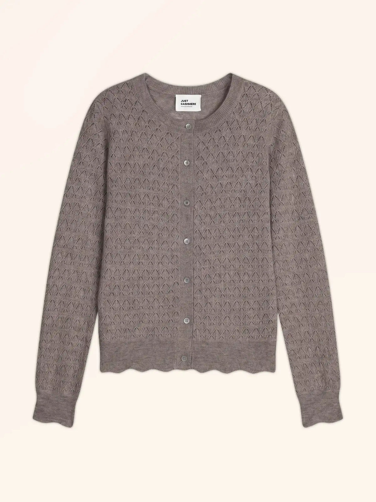 CIMBA Cardigan Col Rond Taupe Chiné