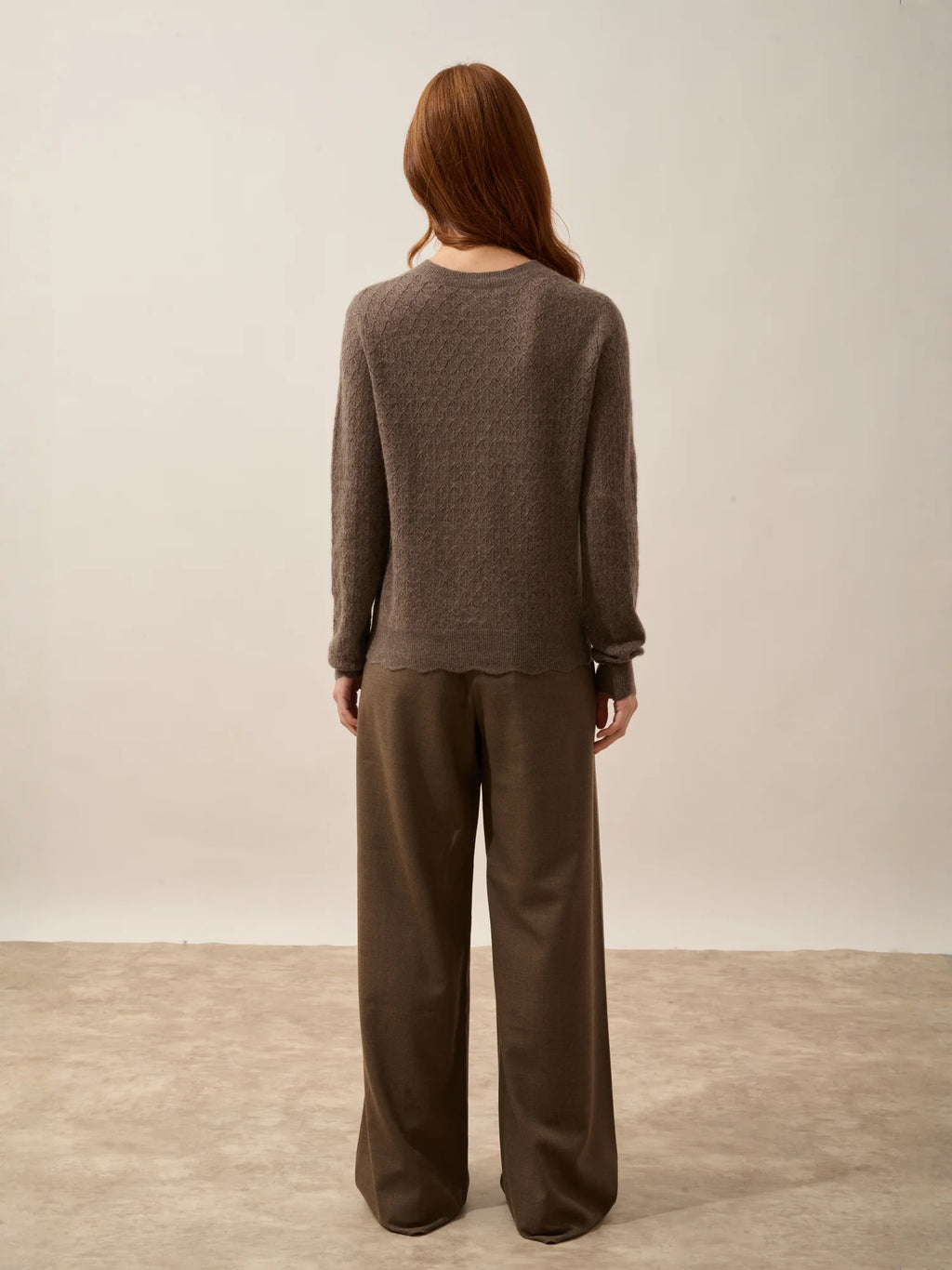 CIMBA Cardigan Col Rond Taupe Chiné