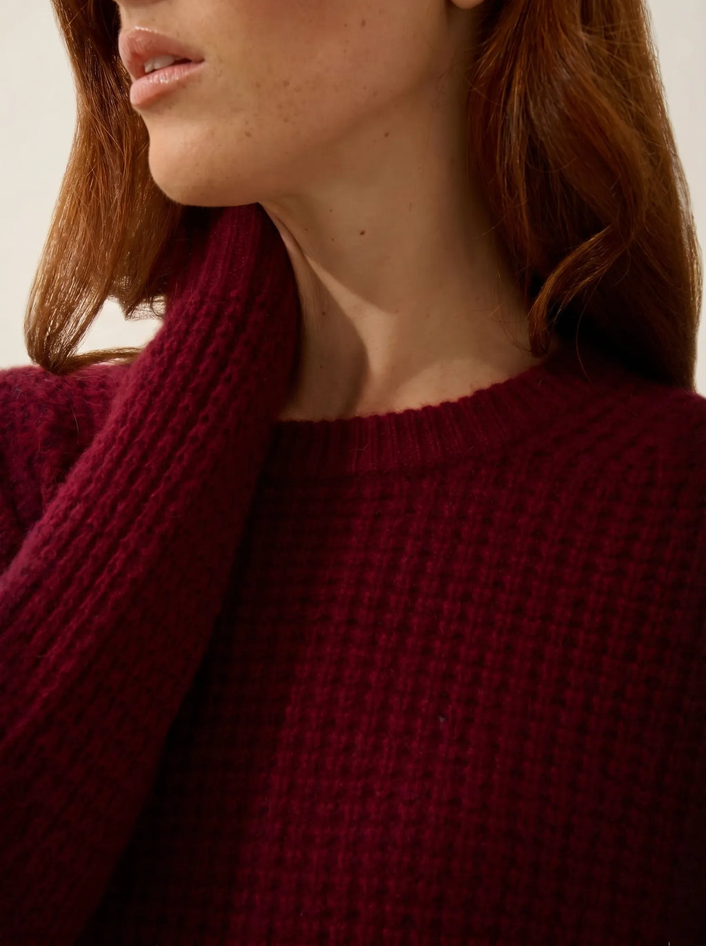 ELENA Dress Crew Neck 6 Ply Burgundy