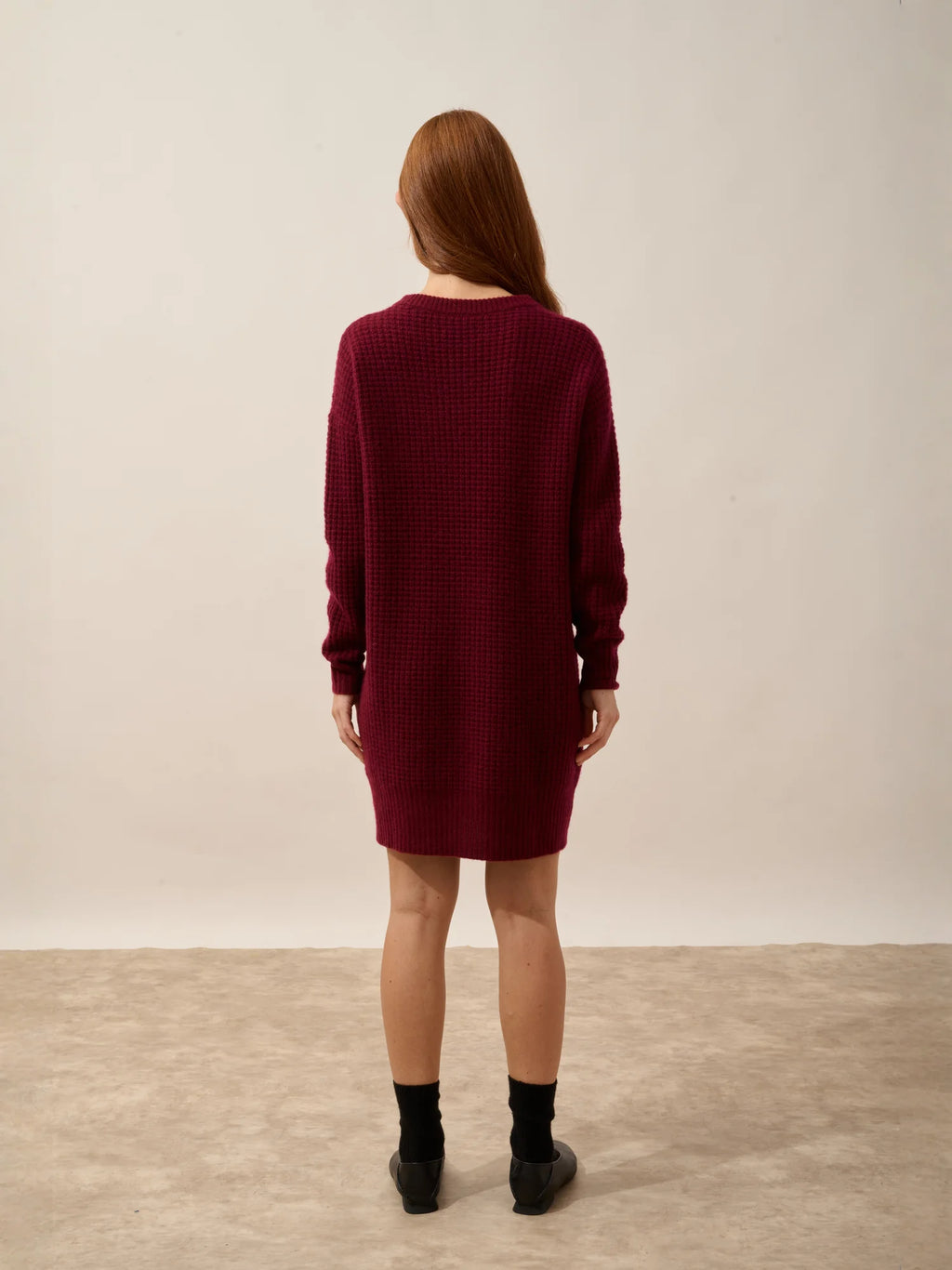 ELENA Dress Crew Neck 6 Ply Burgundy