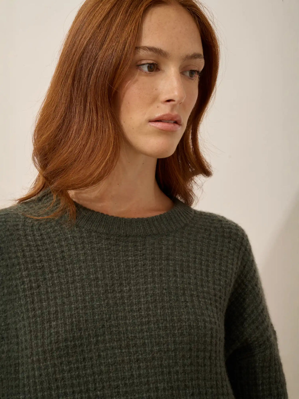 ELENA Dress Crew Neck 6 Ply Heather Khaki