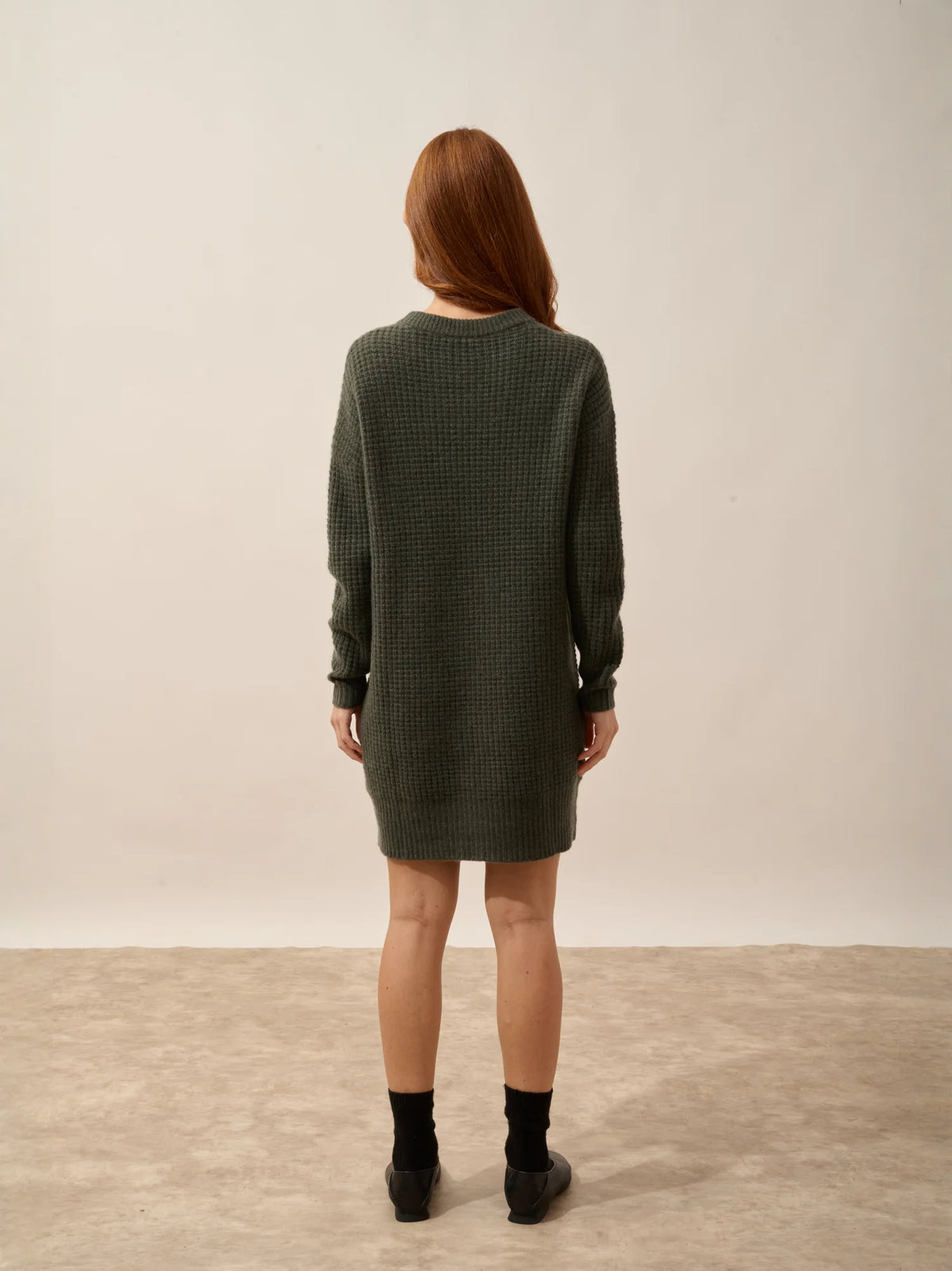 ELENA Dress Crew Neck 6 Ply Heather Khaki