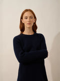 ELENA Kleid Rundhalsausschnitt 6-fädig Marineblau