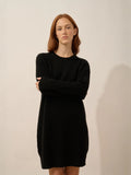 ELENA Robe Col Rond 6 Fils Noir