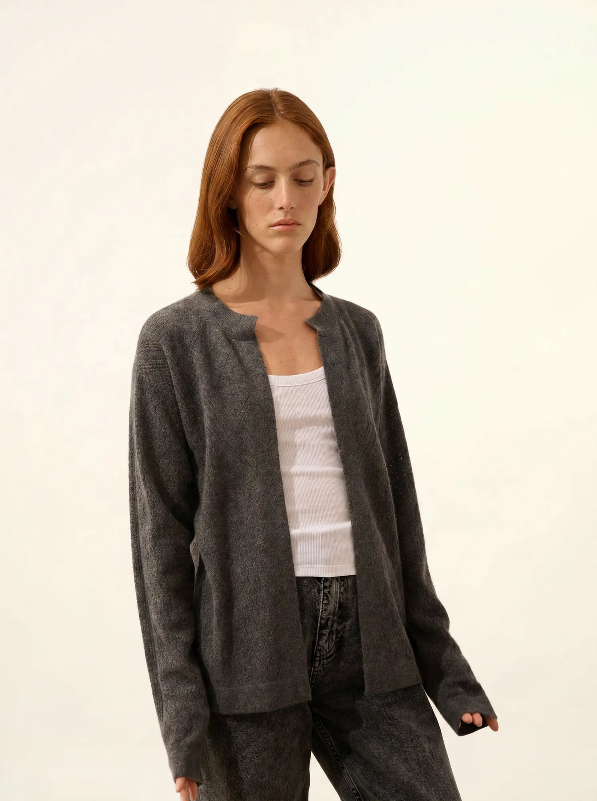 MYA Vest Open Crew Neck Heather Charcoal