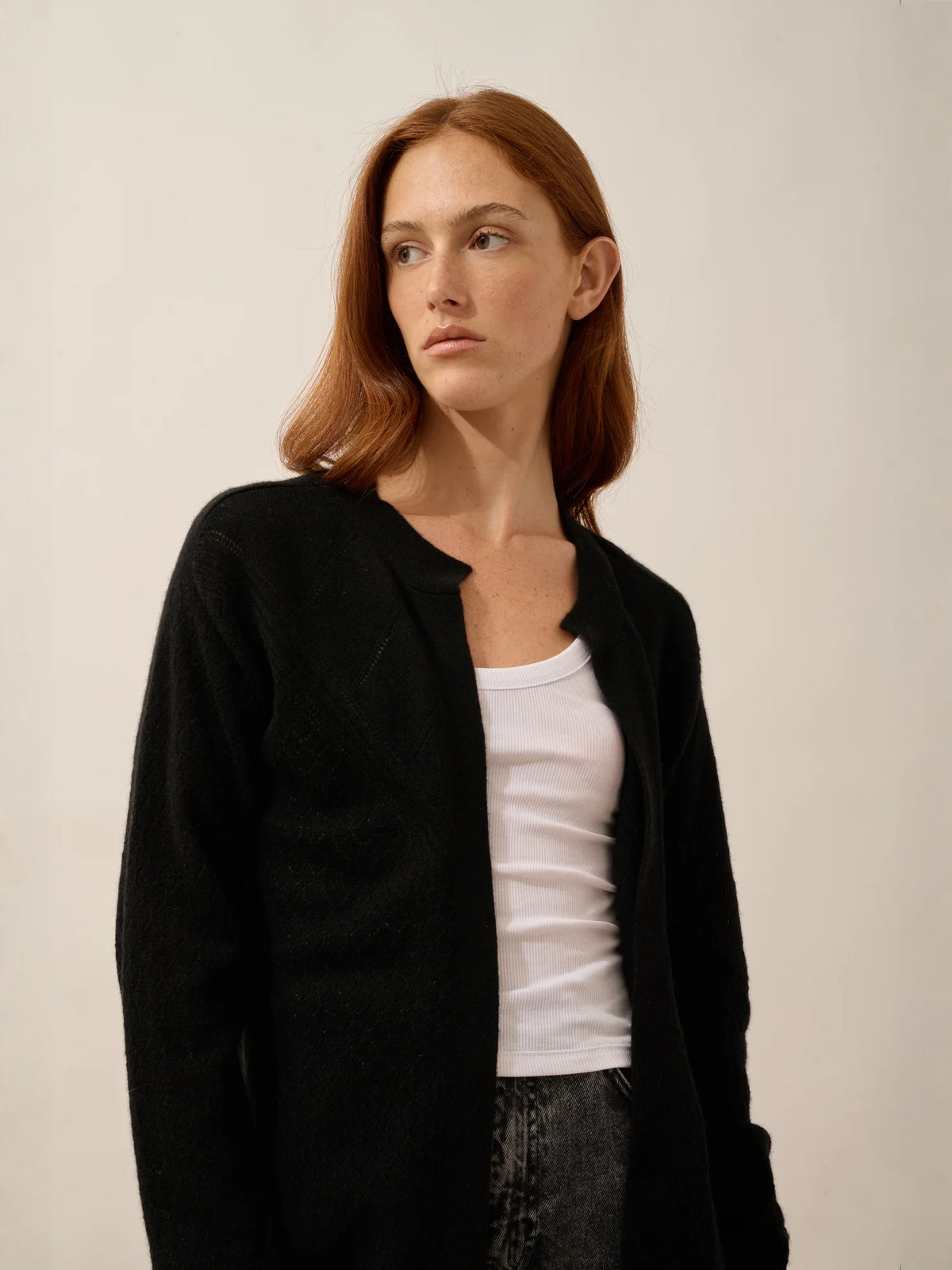 MYA Vest Open Crew Neck Black