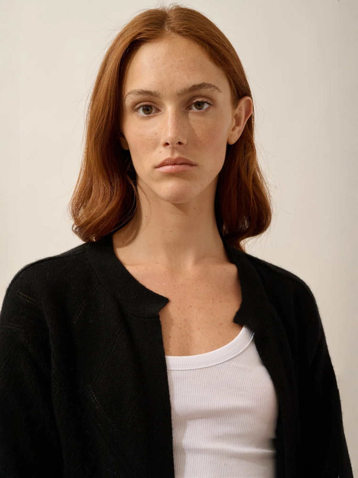 MYA Vest Open Crew Neck Black