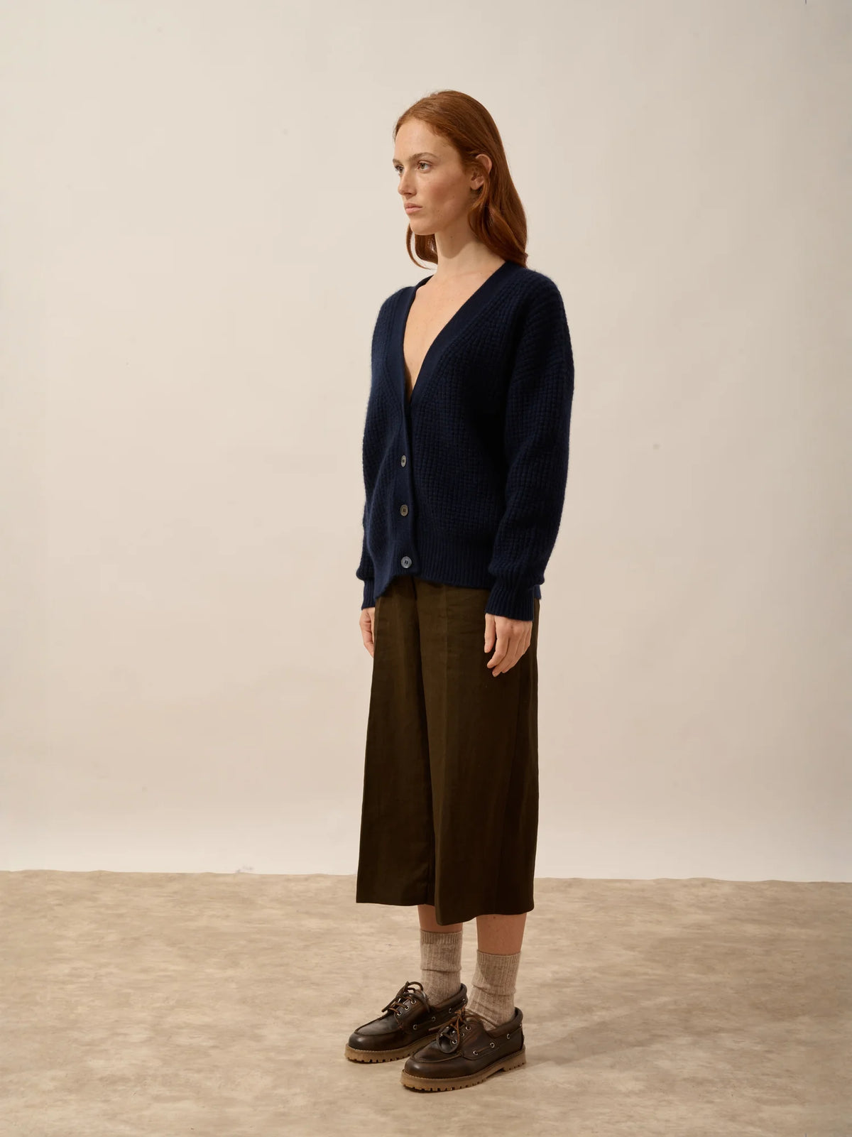 CHODRAK Cardigan Col V 8 Fils Bleu Marine