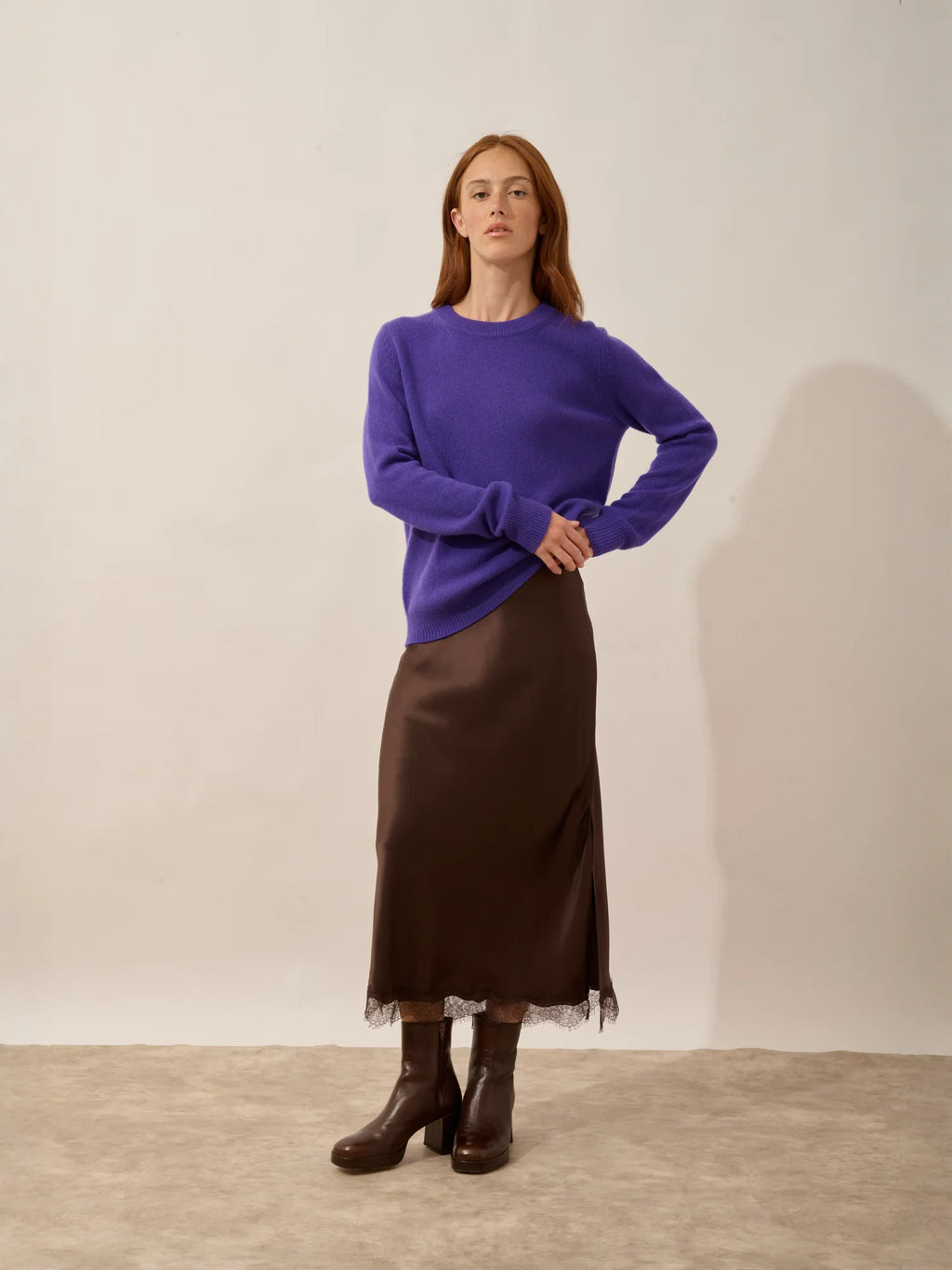 LEXINI Pullover Rundhalsausschnitt 4-fädig Amethyst