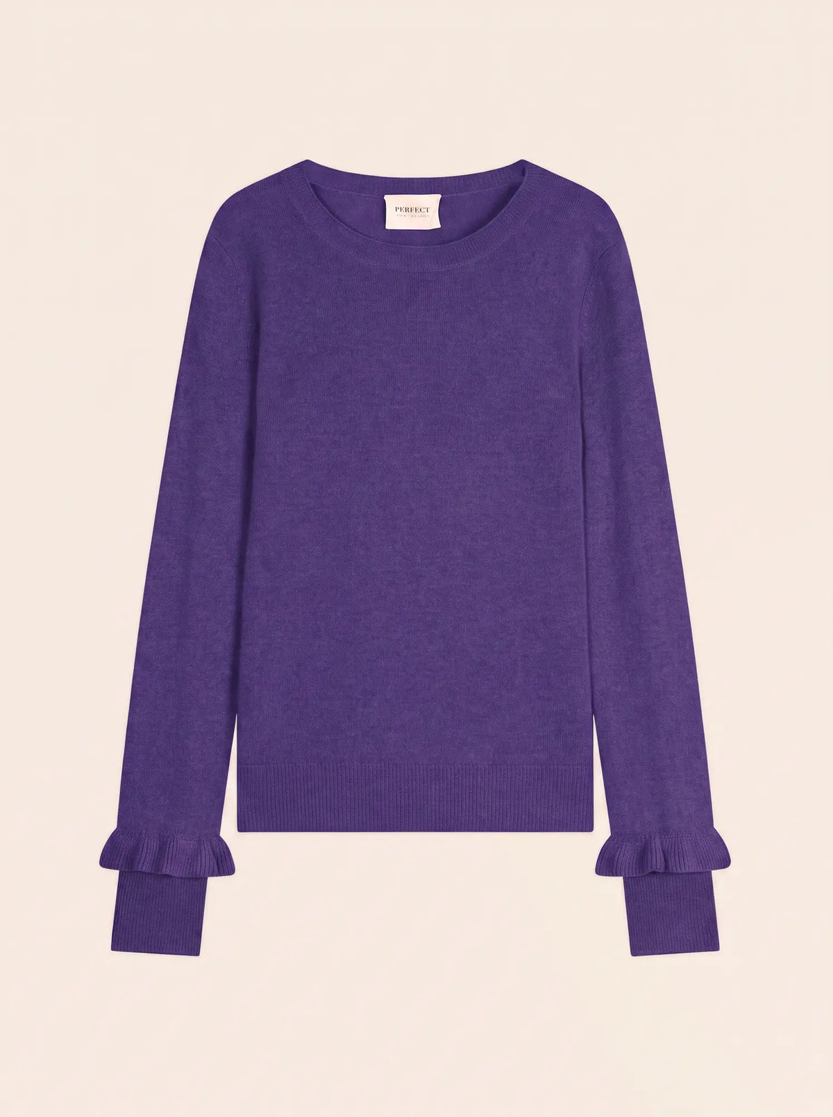 ELAREA Sweater Crew Neck Ruffled Cuffs Amethyst