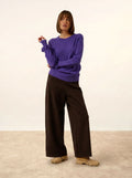 ELAREA Sweater Crew Neck Ruffled Cuffs Amethyst