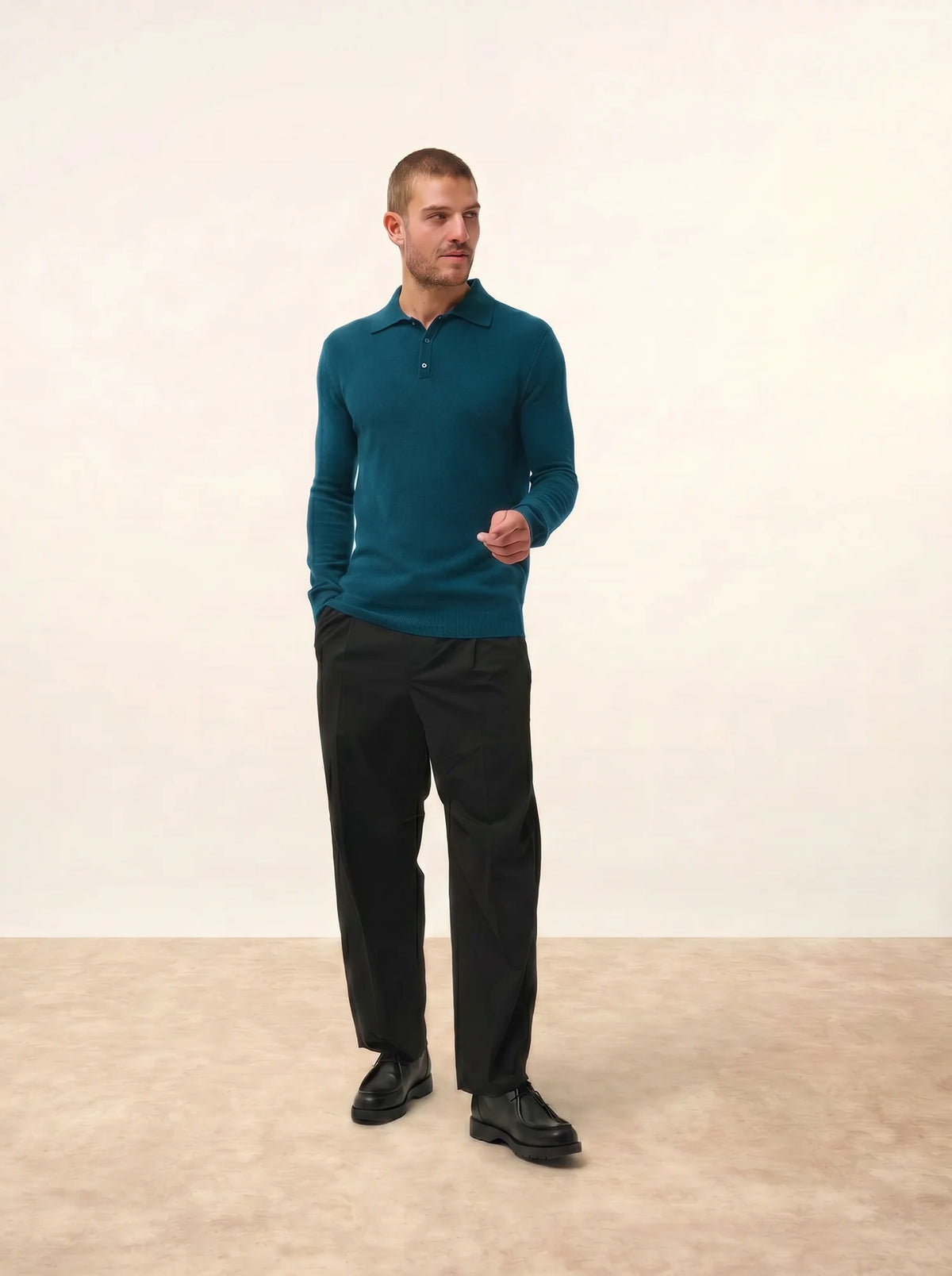DOUGLAS polo manches longues paon
