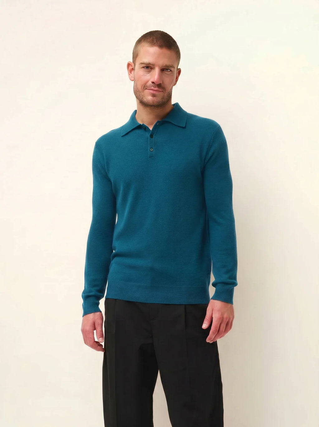 DOUGLAS polo manches longues paon